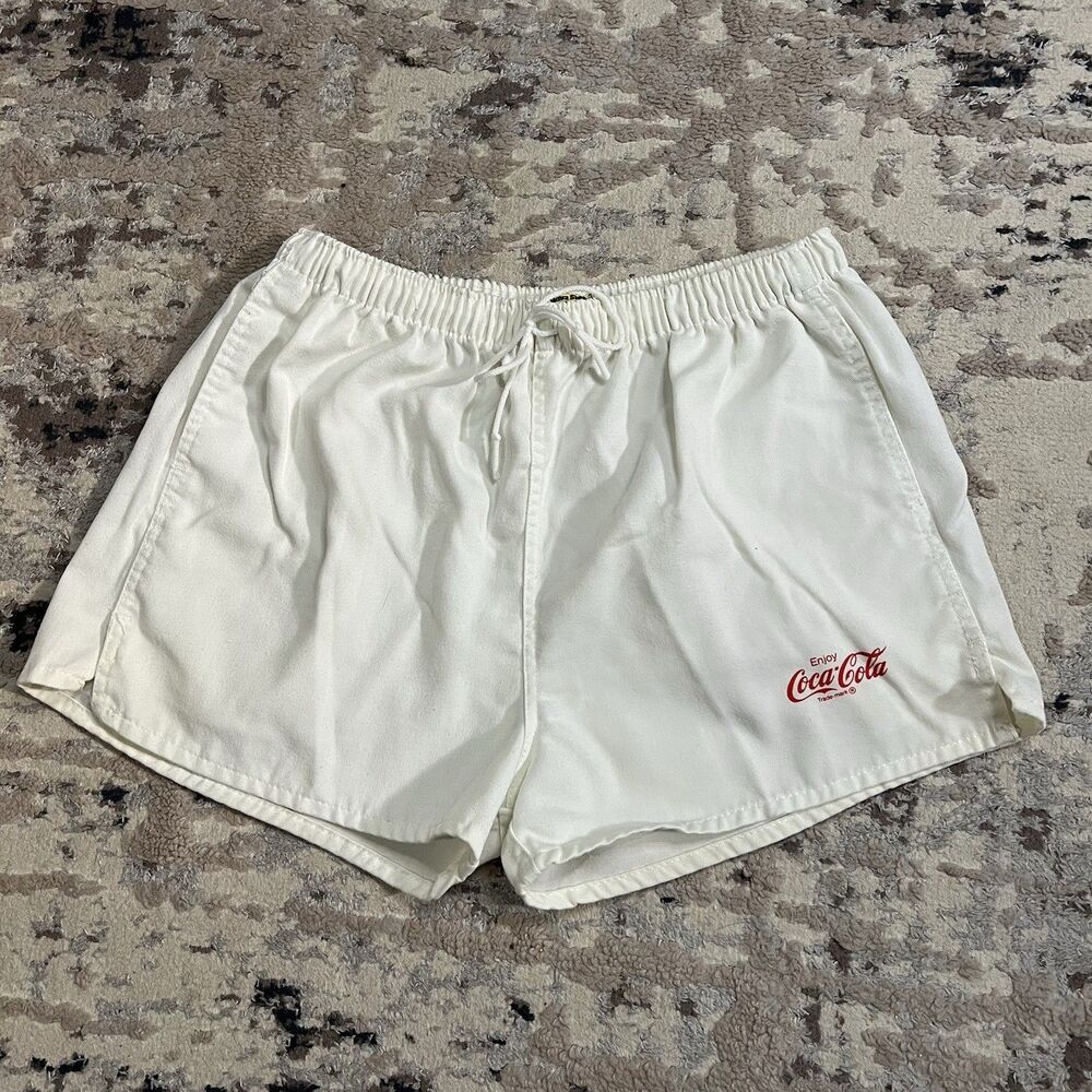 VINTAGE 1970’s Velva Sheen COCA-COLA Clothing Beach Shorts Sz XL High Rise